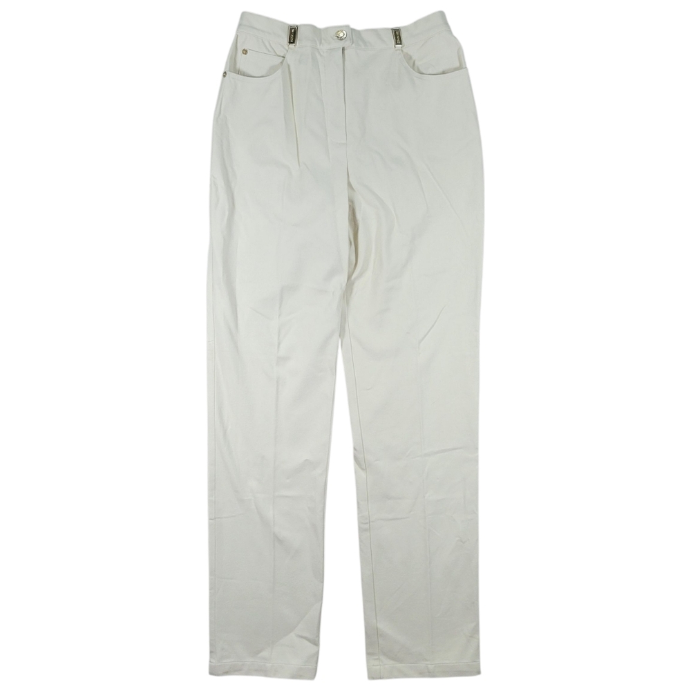 St John Sport Pants Women 8 Cream‎ Straight Leg Business Casual Cotton Stretch